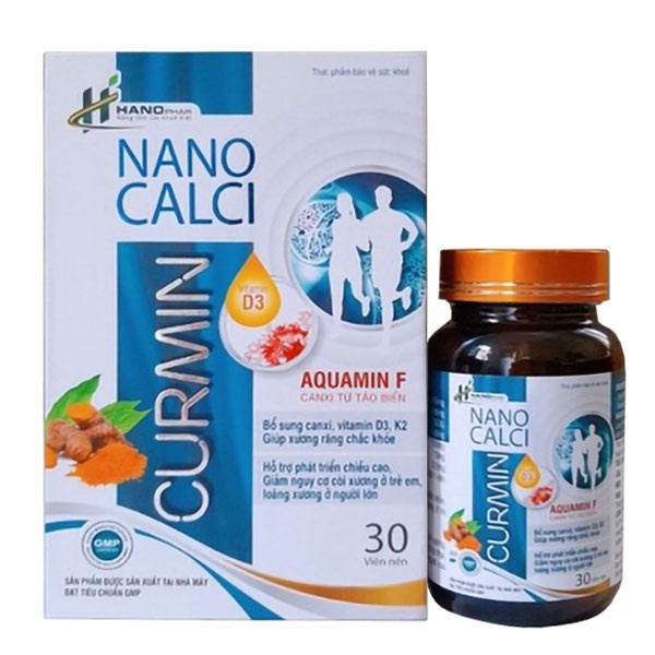 CURMIN NANO CALCI 30 viên nén - Xương răng chắc khỏe, hỗ trợ phát triển chiều cao, giảm nguy cơ còi xương, loãng xương