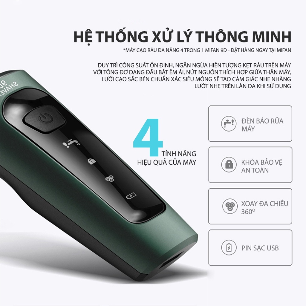 Máy Cạo Râu 4 in 1 ( Tông Đơ Massage Mặt Tỉa Lông Mũi Cạo Râu ) Phân Loại 9D Shaver Tặng Kèm 6 Phụ Kiện Chuyên Nghiệp