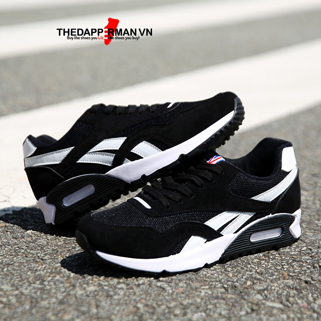 Giày sneaker thể thao nam THEDAPPERMAN TDM861 chất liệu vải kết hợp da lộn, đế cao su ma sát tốt,phù hợp chạy bộ,màu đen