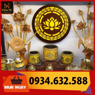 ĐÈN THỜ CNC điện MÂU NI Hoa sen khắc CNC, đk 45cm / 55cm, ốp sau lưng chính giữa bàn thờ, treo tượng Phật