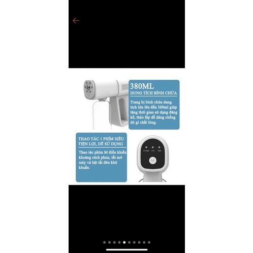 [XẢ KHO] Máy xịt khuẩn K5 PRO 8 tia, Máy khử khuẩn nano phun cồn diệt khuẩn. Giá rẻ