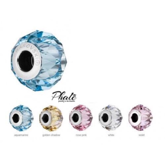 BeCharm Pha Lê Swarovski Mặt Cắt Dát Hình Thoi S14mm