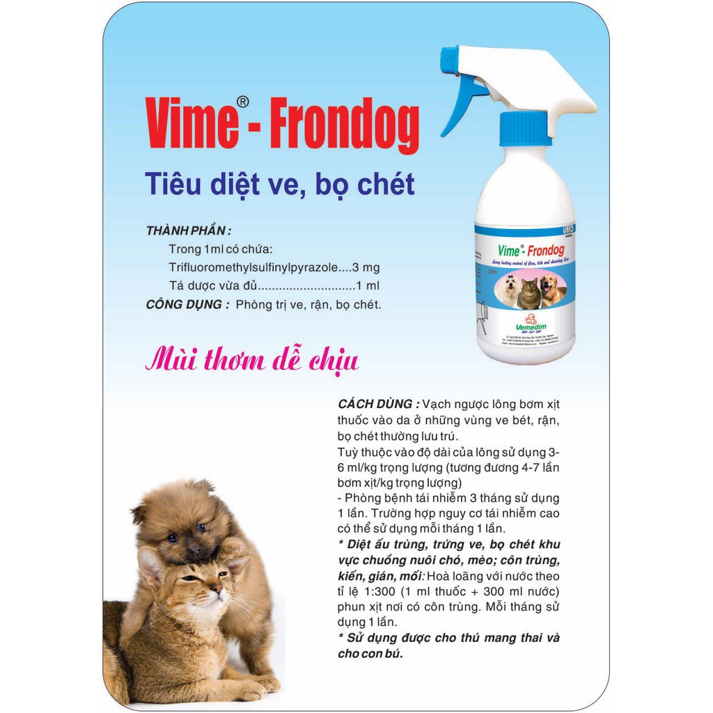 Vime Frondog Xịt Trị Ve Rận trên Chó Mèo