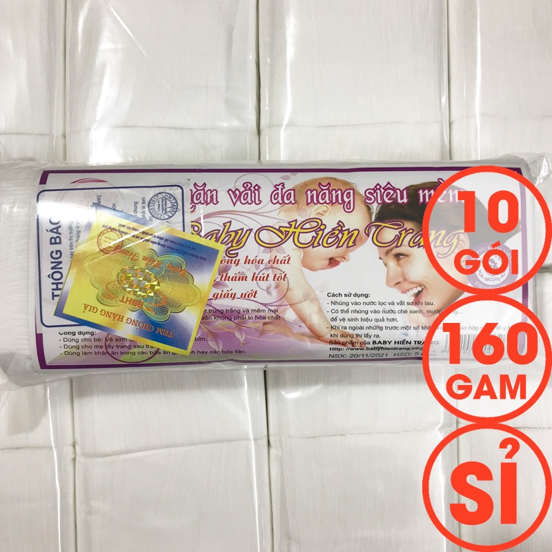SỈ 10 gói khăn vải khô đa năng BABY HIỀN TRANG 160g