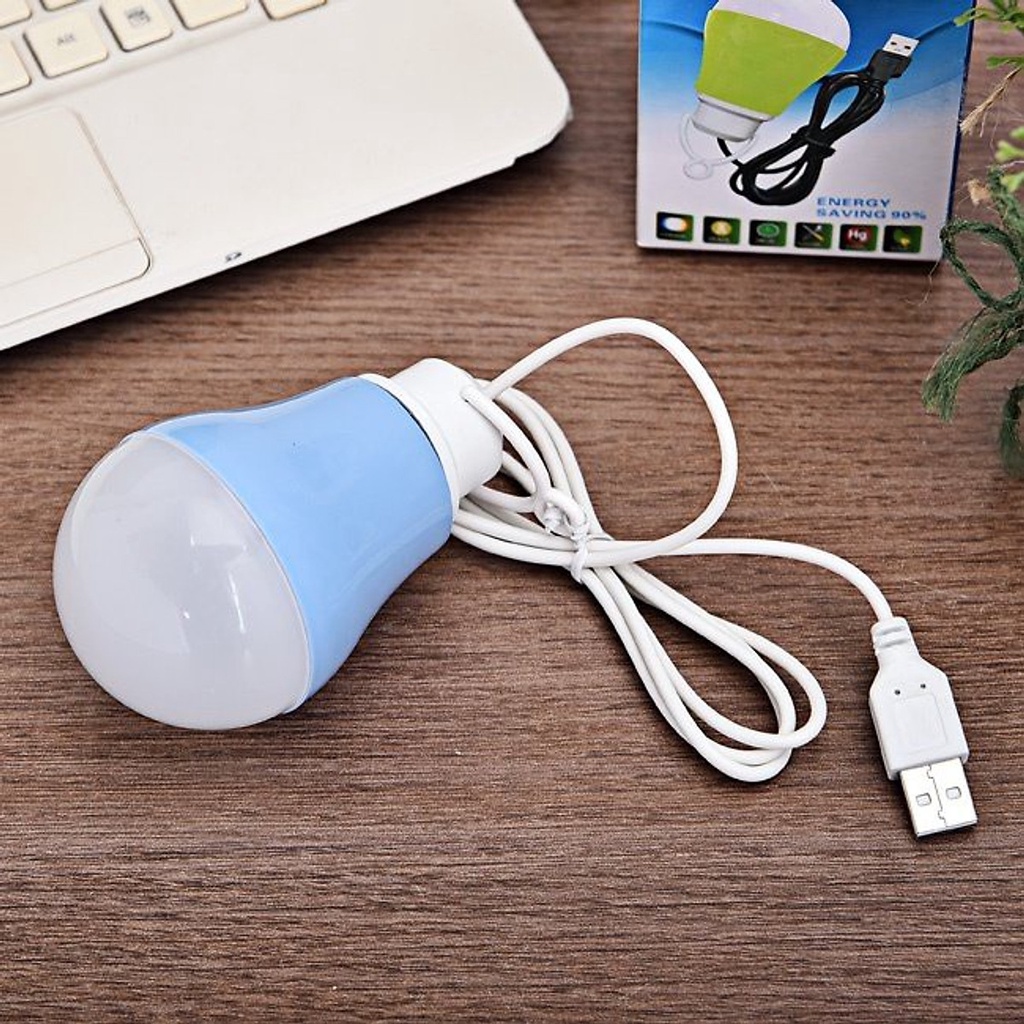 Đèn led tròn cáp USB dùng nguồn laptop, sạc dự phòng... thích hợp đi phượt, cắm trại ,khi cúp điện - Màu ngẫu nhiên