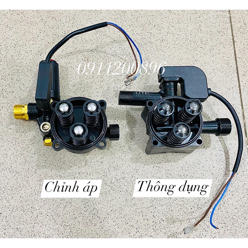ĐẦU BƠM CHỈNH ÁP CHO MÁY RỬA XE MINI GIA ĐÌNH - BỘ CÓ CHỈNH ÁP KÈM RƠLE - Đầu bơm áp lực