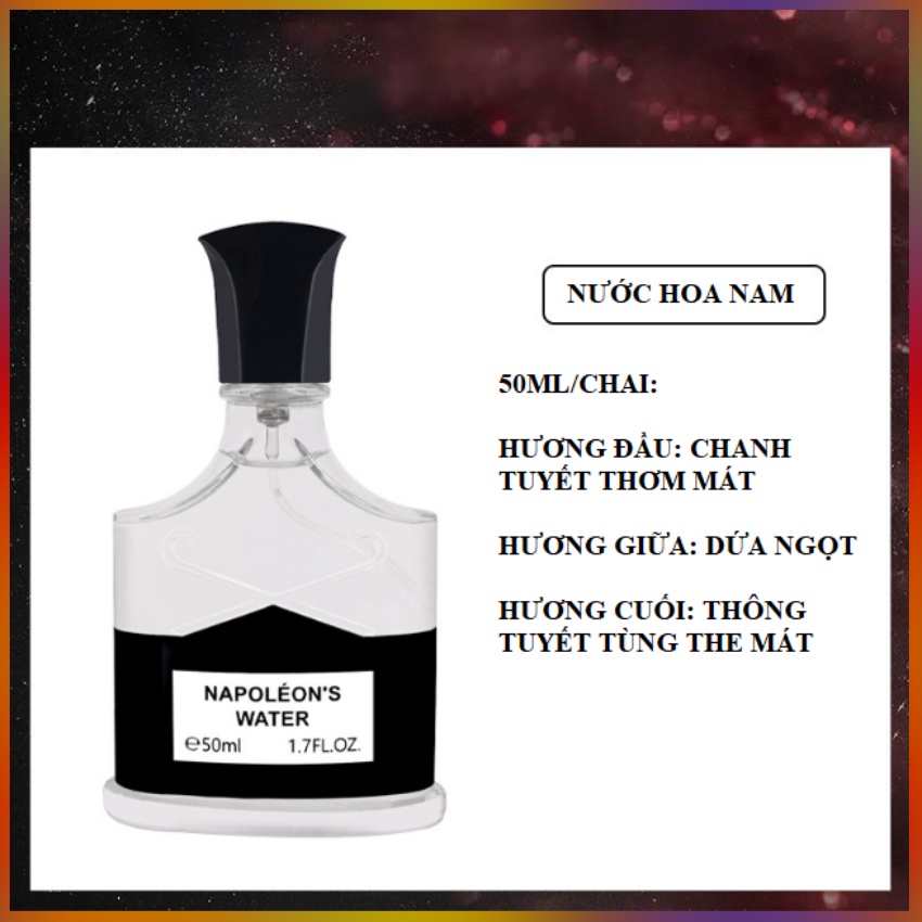 Nước Hoa Xịt Thơm Nam Napoleon's Water 50ml/Chai Hương Thơm Tươi Mát, Lịch Lãm