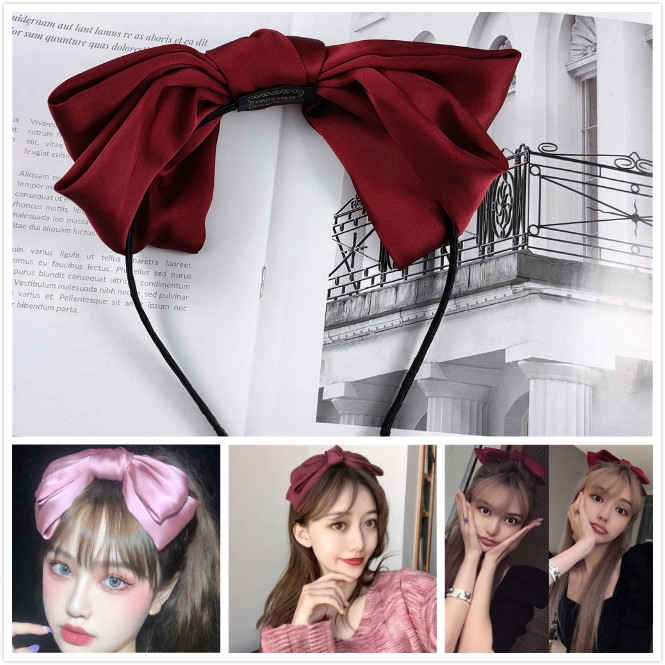 Bờm Tóc Thắt Nơ Vải Satin Phong Cách Lolita Cho Nữ Có 4 Màu Lựa Chọn