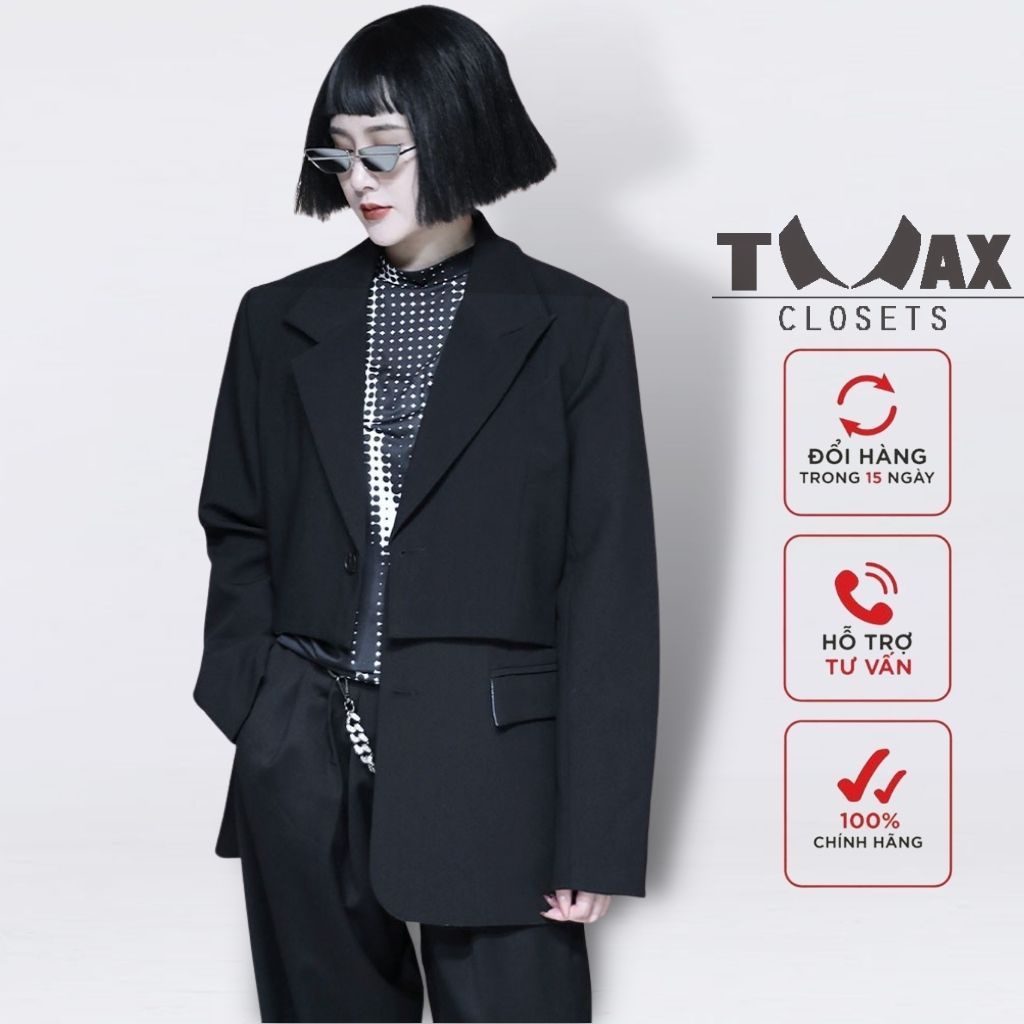 Áo Blazer nam nữ TMAXCLOSETS ,Vest nam nữ độc lạ ,hai vạt cá tính, phong cách UNISEX Hàn Quốc, mã TM-BZ1019