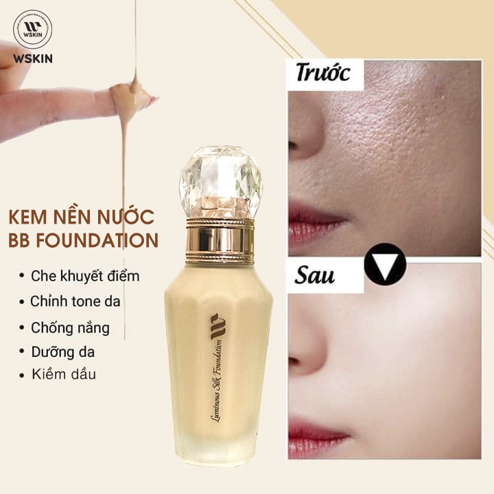 KEM NỀN BB SIÊU CHE KHUYẾT ĐIỂM TÔNG TỰ NHIÊN #01 & TÔNG SÁNG TRẮNG #02 - WSKIN Luminous Silk Foundation