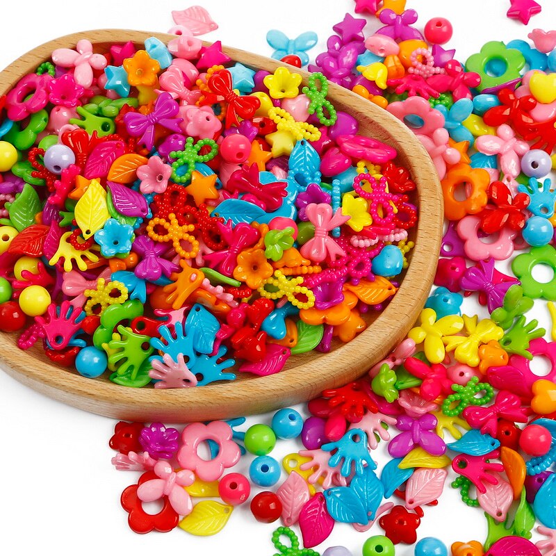 Hạt nhựa acrylic hình học hoạt hình nhiều màu dành cho làm trang sức thủ công diy