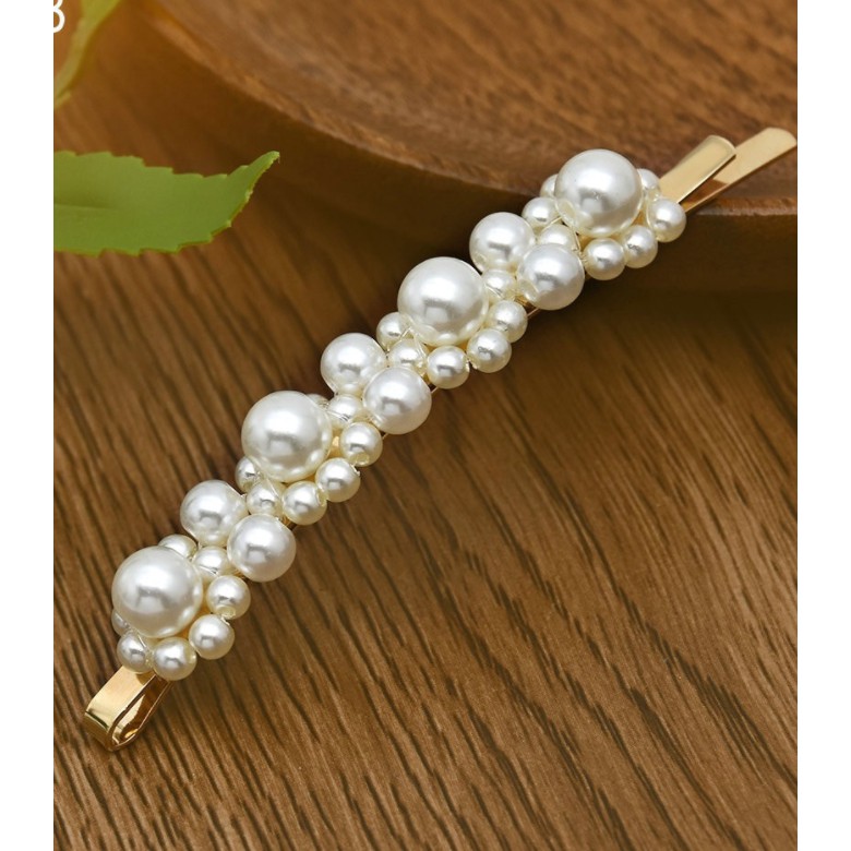 Kẹp tóc đính giả ngọc trai dạng thon dài