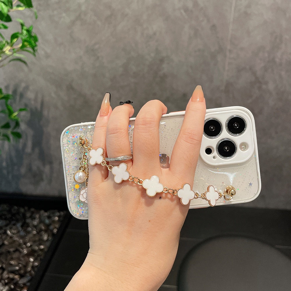 Four Leaf Clover Soft Phone Case For iPhone 11 11 Pro 11 Pro Max iPhone 12 12 Pro 12 Pro Max iPhone 13 13 Pro 13 Pro Max 13 Mini Gradient Bling Glitter Star Cover