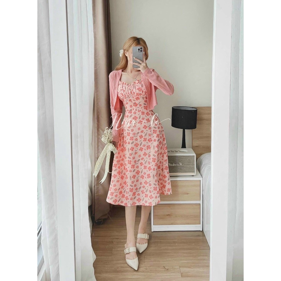 SET ĐẦM HAI DÂY VIỀN BÈO KÈM ÁO KHOÁC CROP SIÊU ĐÁNG YÊU VÀ DỄ THƯƠNG