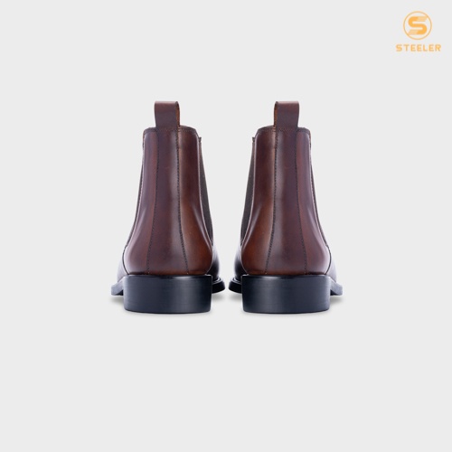Giày Chelsea Boots Cổ Cao Nam Nâu Đỏ Với Lót Tăng 3Cm Chiều Cao - Thương Hiệu Steeler