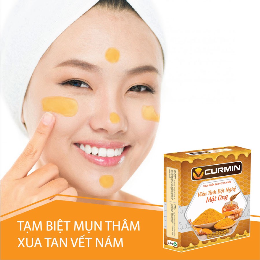 COMBO6: Viên tinh nghệ mật ong VCURMIN 150g + 1 hộp tinh bột nghệ VCURMIN 500g & 1 hộp 250g + 1 mật ong VBEE 500ml (5SP)