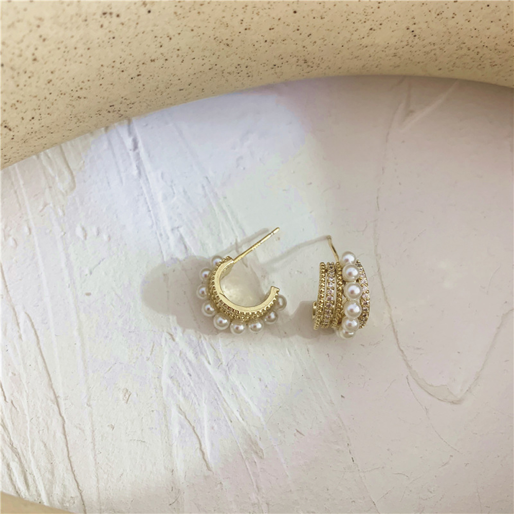 FORBETTER Classic|Stud Earrings New Round Pearl Dangle Earring Women Fashion Jewelry Sweet Geometric Temperament Girls Multi-Layer/Multicolor