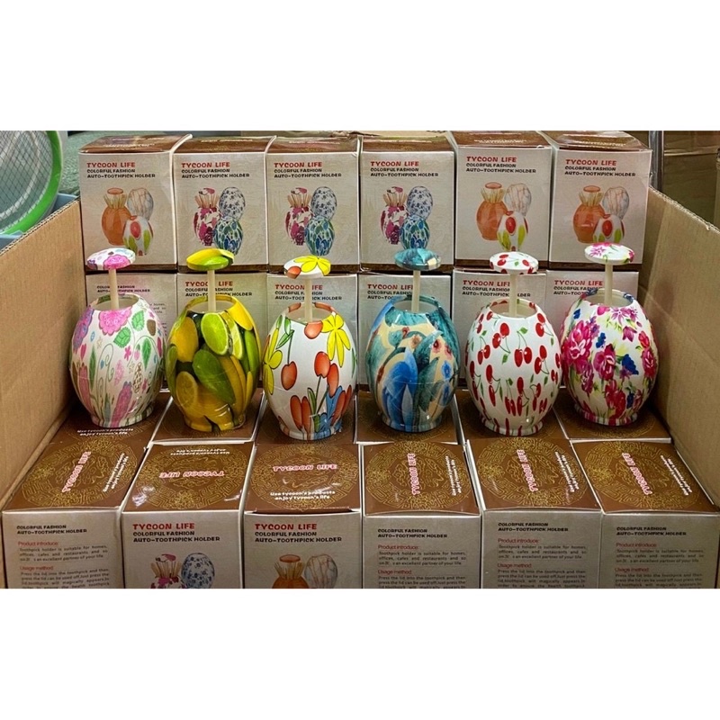 Hộp Tăm Hình Trứng Hoạ Tiết Bắt Mắt