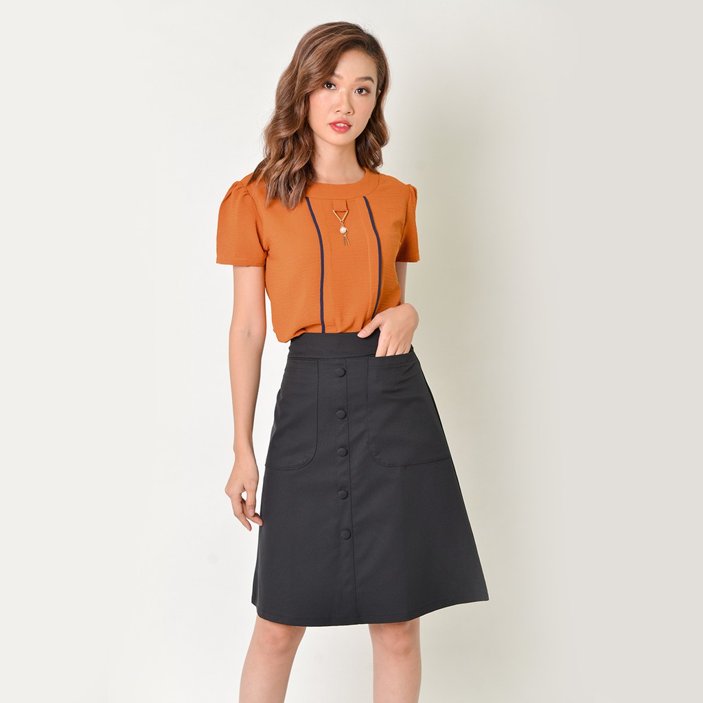 Áo công sở thời trang Eden phối phụ kiện - ASM033