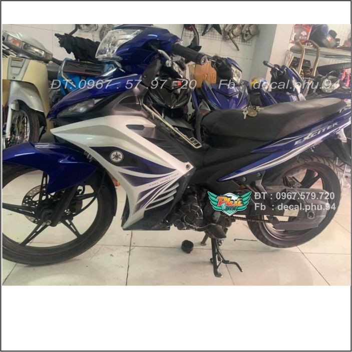 Tem Exciter 135 Xanh Trắng (B)