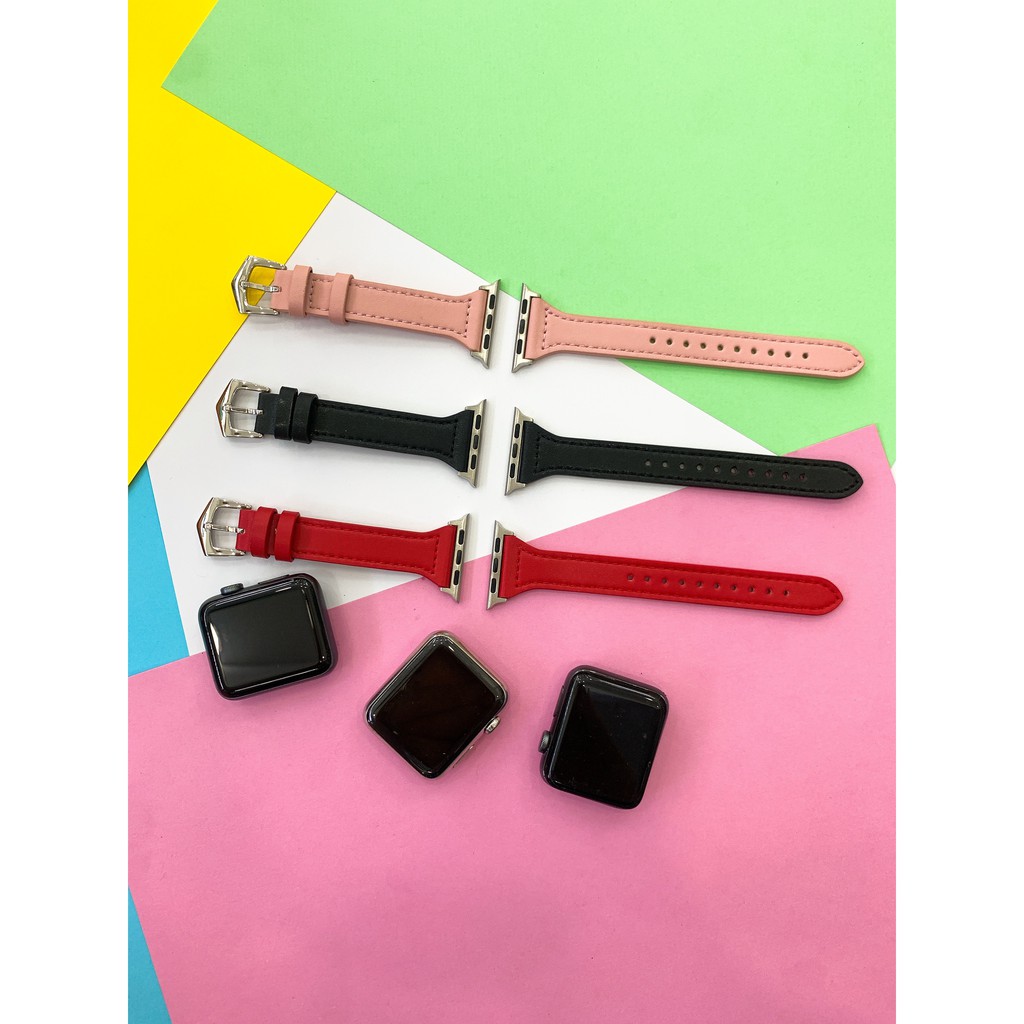 Dây da bản nhỏ của phái nữ dành cho Apple Watch Size 38mm / 40mm / 42mm / 44mm Serial 1 2 3 4 5