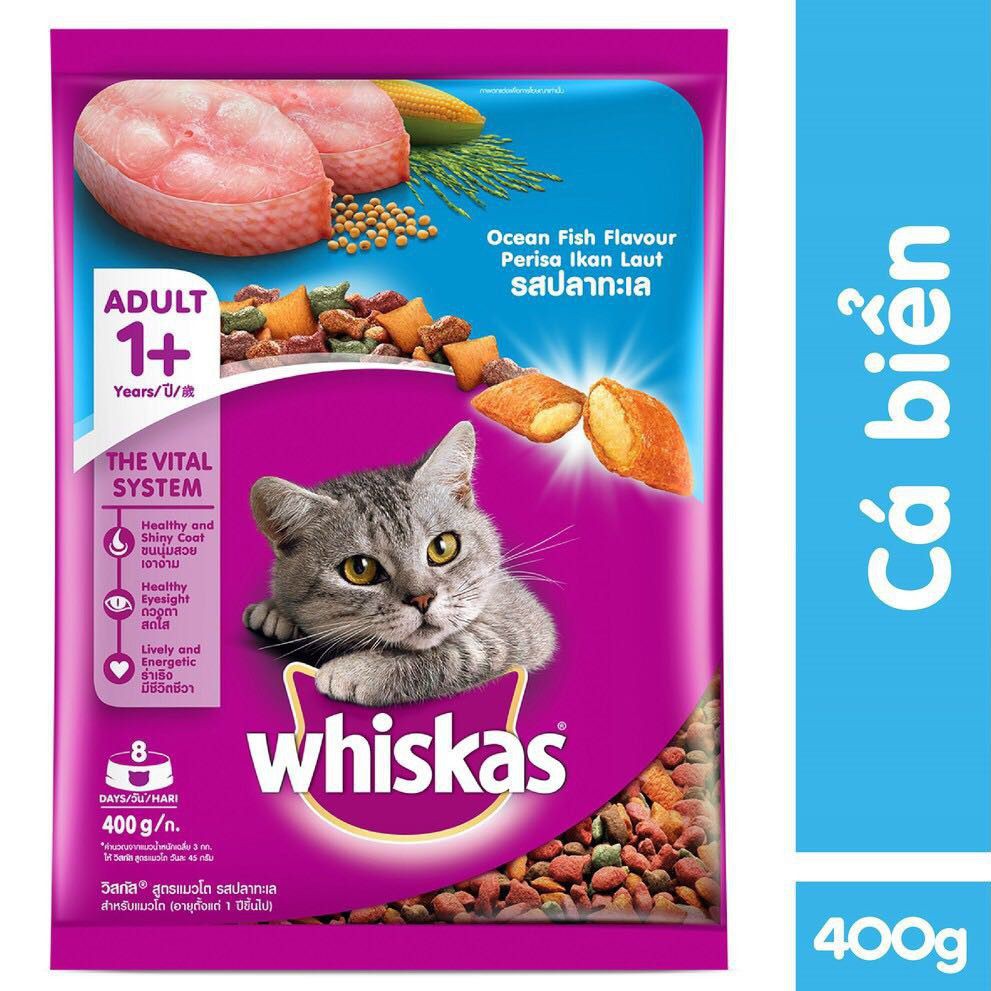 Thức Ăn Cho Mèo Whiskas vị Cá Biển/Cá Thu Cho Mèo Lớn 400g