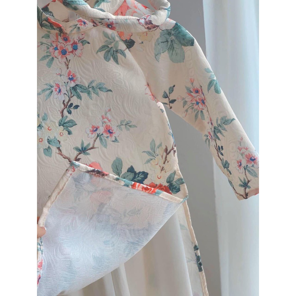 Áo dài gấm trẻ em 🎀FREESHIP🎀 Áo dài gấm hàn dày dặn cho bé gái truyền thống kèm mấn + quần