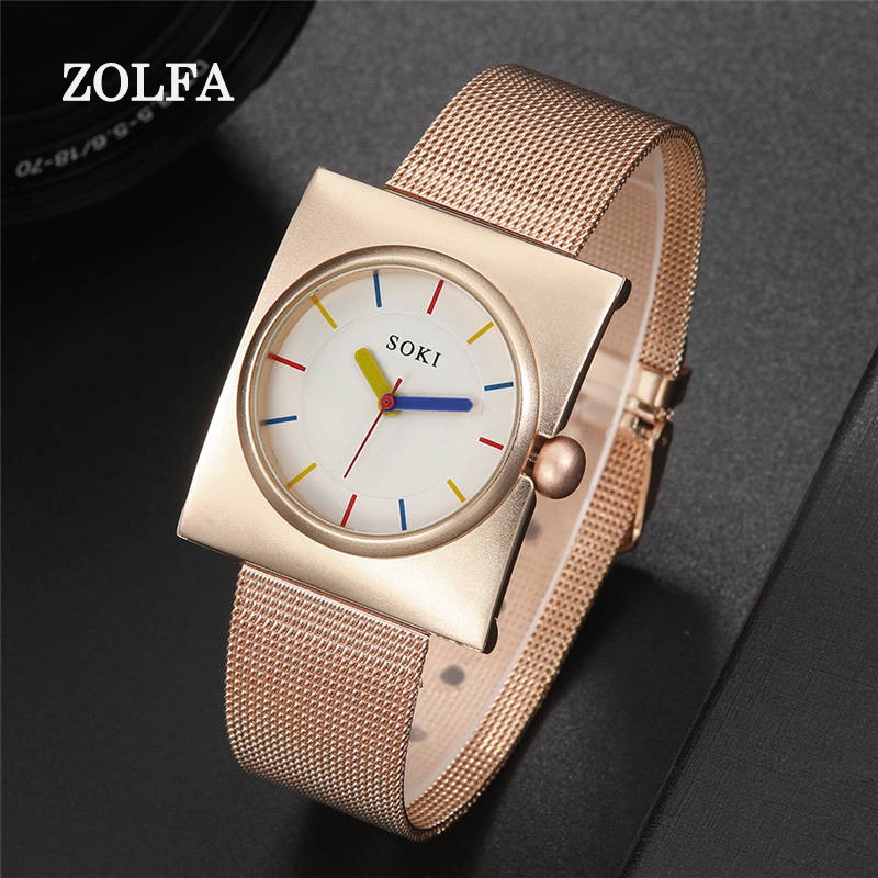 ZOLFA Fashion Rose Gold Mesh Belt Ladies Watches Elegant White Dress Women Quartz Wrist Watch Analog Clocks Lady Gift Watches Đồng hồ nữ