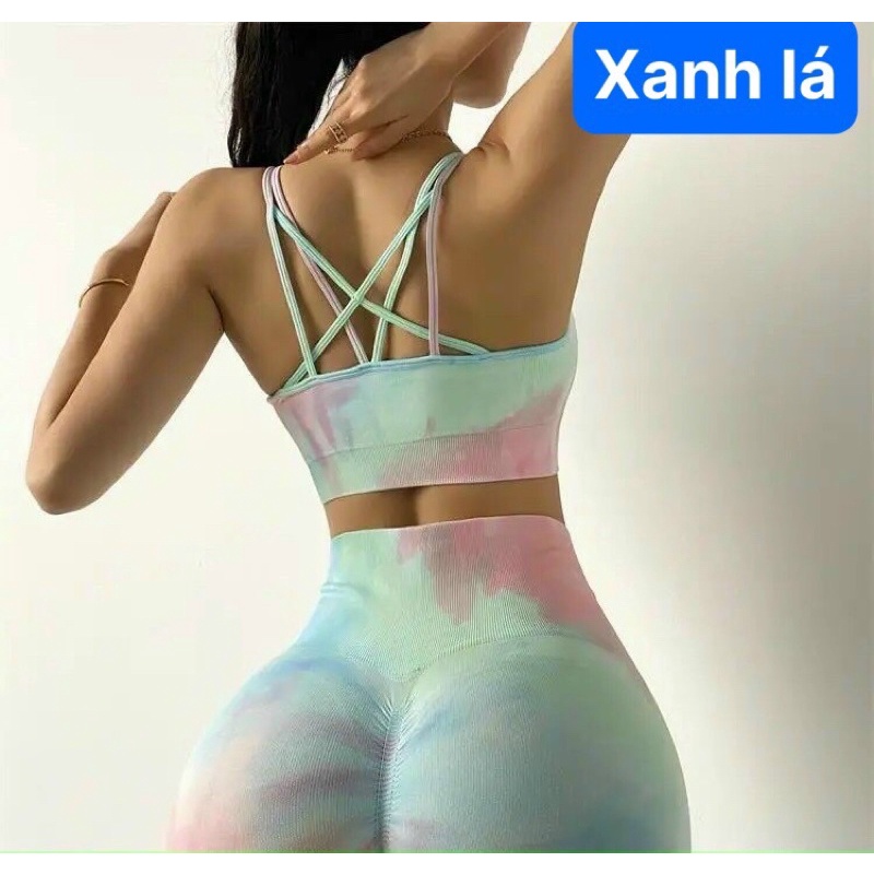 Set đồ tập gym nữ, Đồ tập yoga aerobic thể thao gồm áo bra quần ngố tập gym