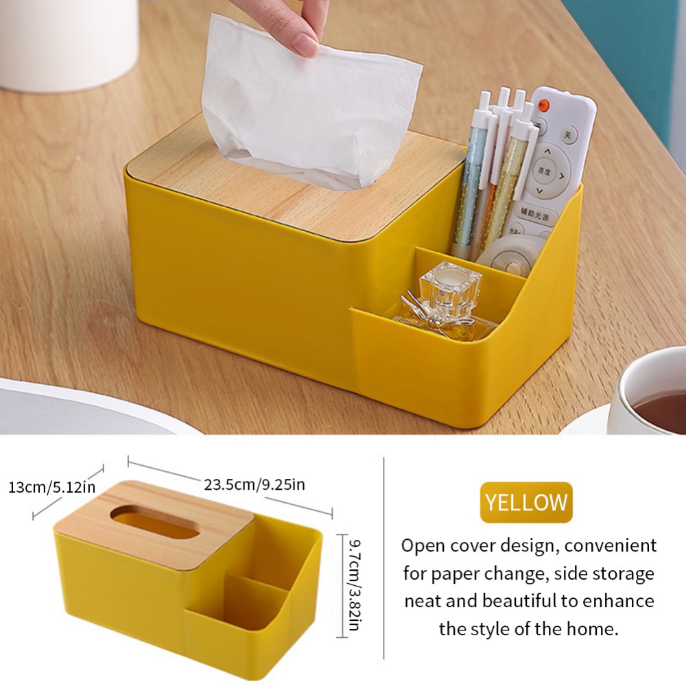 Hộp Đựng Khăn Giấy Bằng Tre Hai Ngăn Với Nắp Đậy Đa Năng
