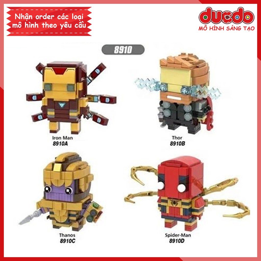 Brick Headz nhân vật Thanos, Iron Man, Thor, Spider Man -Đồ chơi Lắp ghép Mini Minifigures Mô hình BrickHeadz Xinh X8910