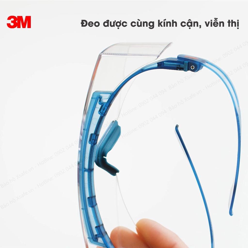 Kính bảo hộ 3M SF3701ASGAF-BLU kính Super OTG đeo ngoài kính cận, chống hơi nước, chống trầy xước vượt trội - Chính hãng