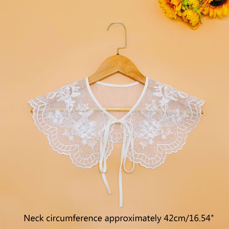 Cổ Áo Sơ Mi Giả Thêu Hoa Phối Ren Có Thể Tháo Rời Thời Trang Cho Nữ