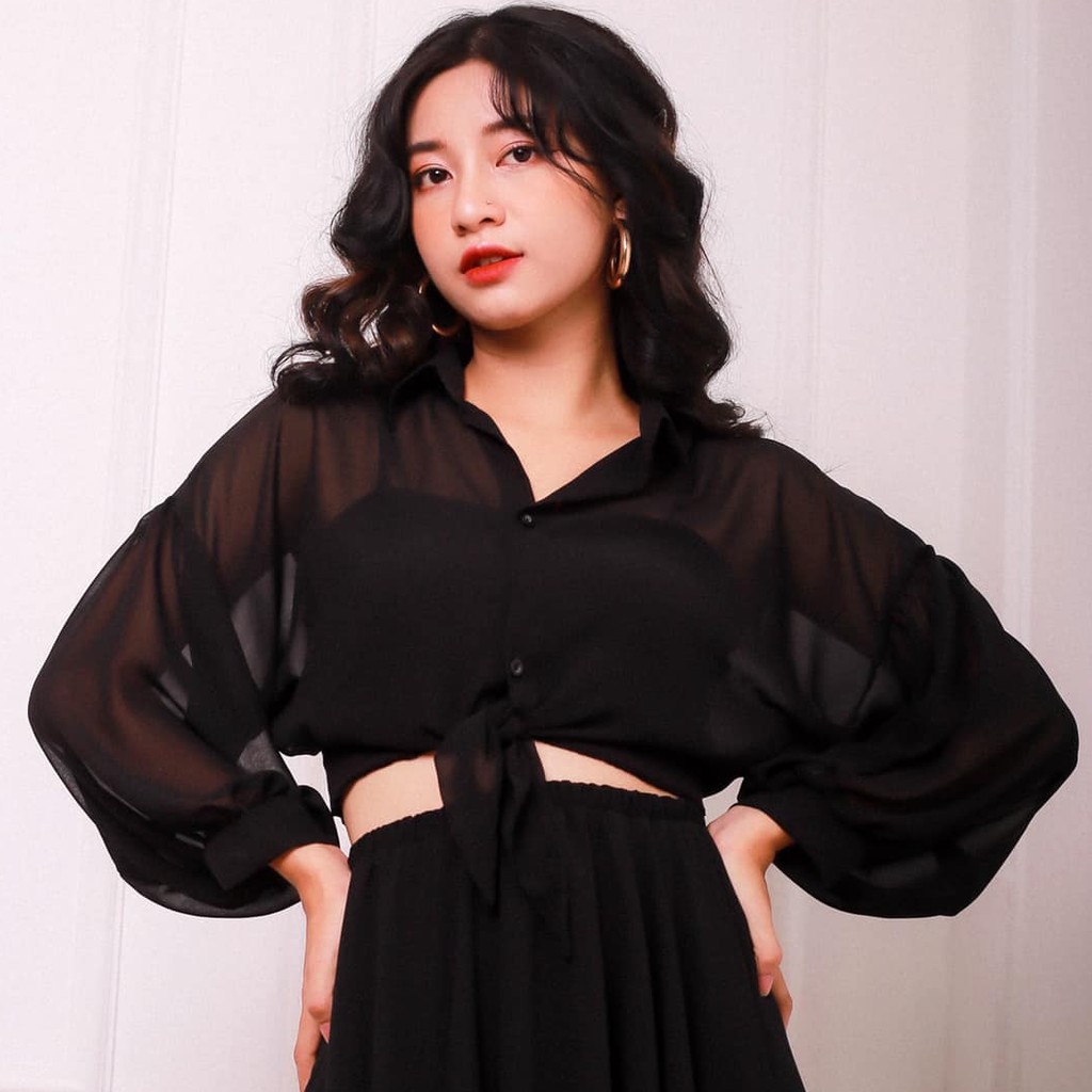 ÁO KIỂU - SHEER SHIRT - ÁO VOAN BUỘC NƠ TRƯỚC