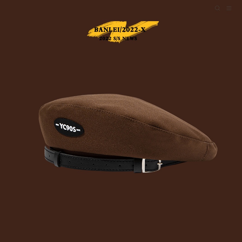 Mũ nồi da phối khóa kim loại phong cách Nhật Bản cổ điển thời trang xuân thu dễ phối đồ