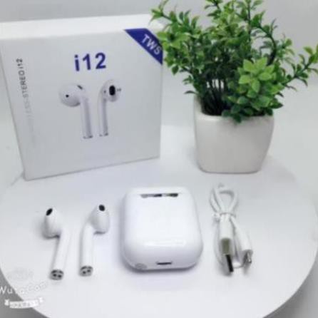 Tai nghe không dây - Tai Nghe bluetooth  Airpods TWS i12 thế hệ mới -  Kết nối không dây- Dùng nhiều dòng điện thoại