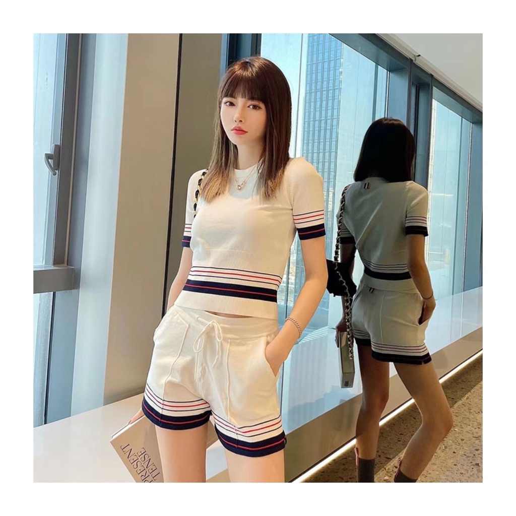 Bán Chạy!F &amp; X Bộ Đồ Thể Thao Hai Mảnh Áo Dệt Kim Ngắn Tay Phong Cách Thời Trang Mùa Hè 2022 Cho Nữ