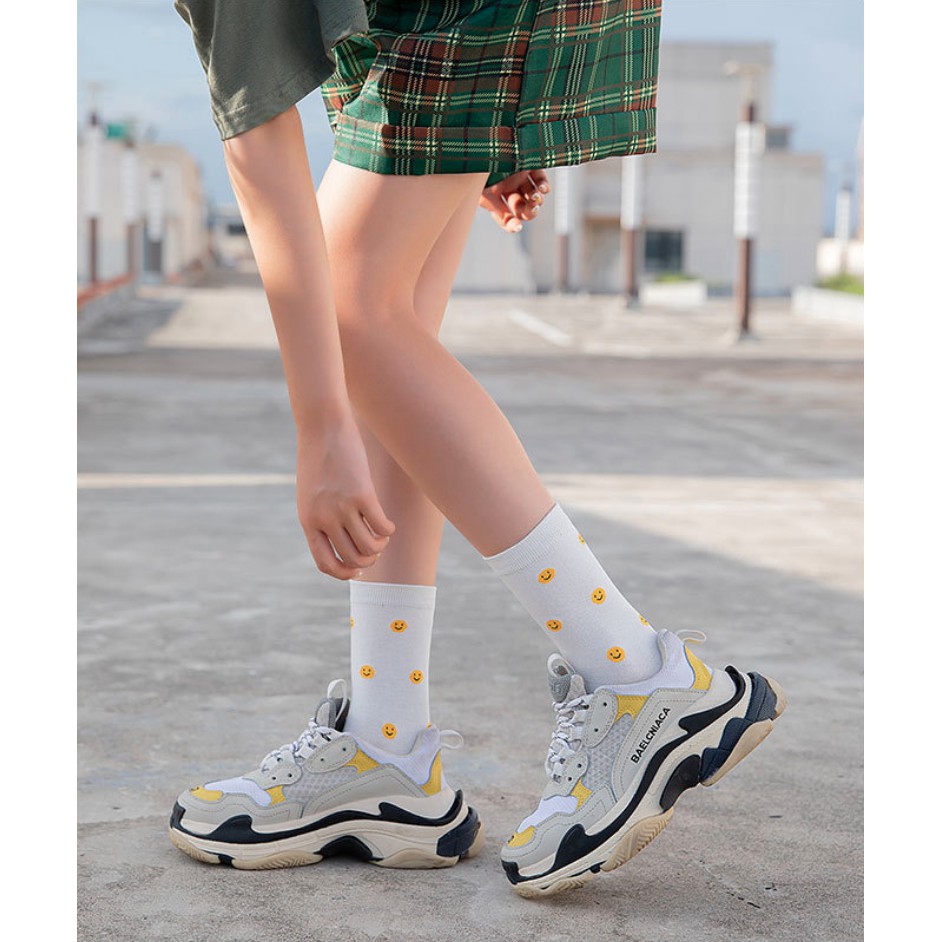 Vớ dài/ tất dài họa tiết emoji mặt cười Mua Tất unisex (muatatshop)
