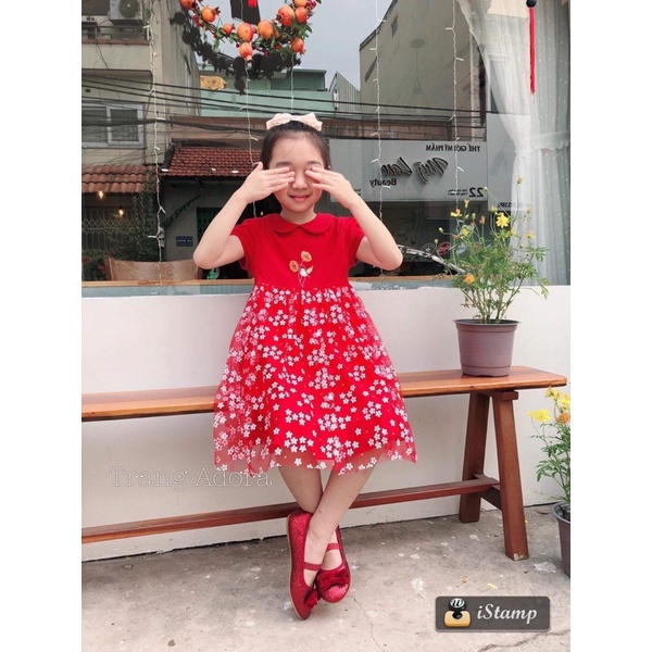 Váy ren đỏ cho Bé