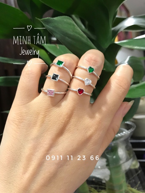 Nhẫn nữ midi bạc ta đá nhiều màu-Minh Tâm Jewelry