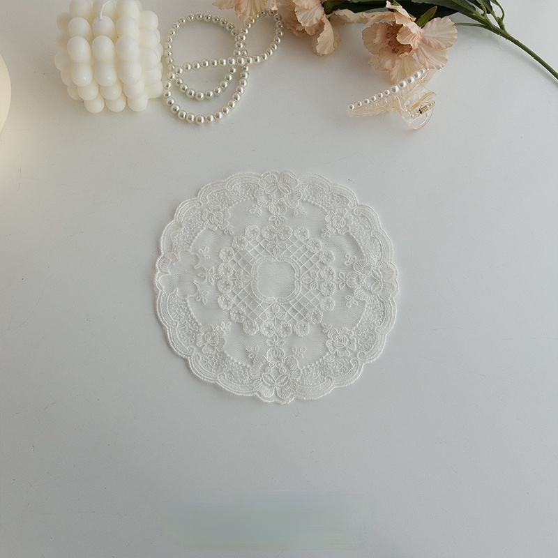 Khăn trải bàn phối ren nhiều cỡ tùy chọn phong cách vintage Pháp trang trí nhà cửa