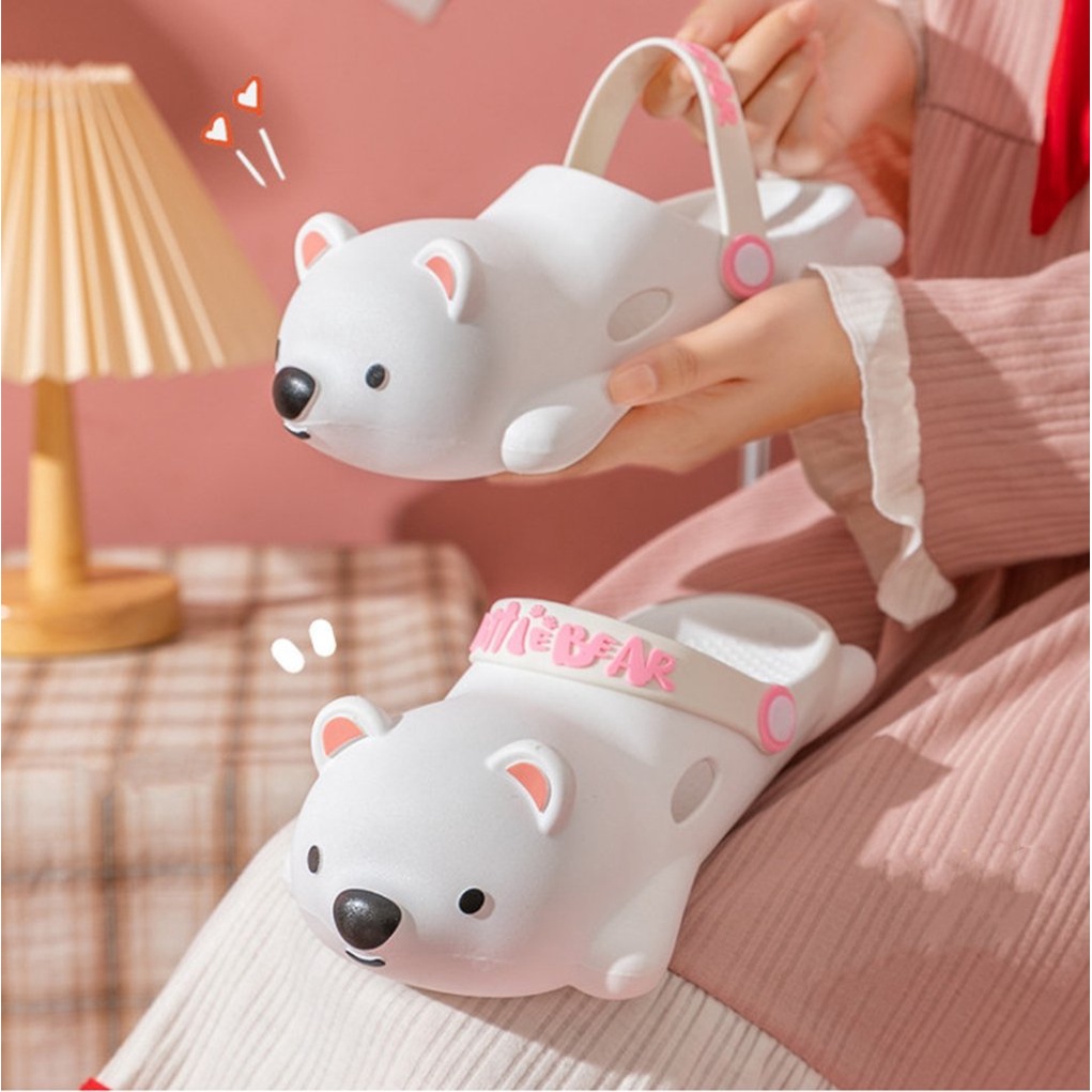 Dép crocs sục hình gấu mập má hồng phong cách Ulzzang Hàn Quốc thời trang nam nữ đi chơi biển giá rẻ chụp ảnh siêu xinh