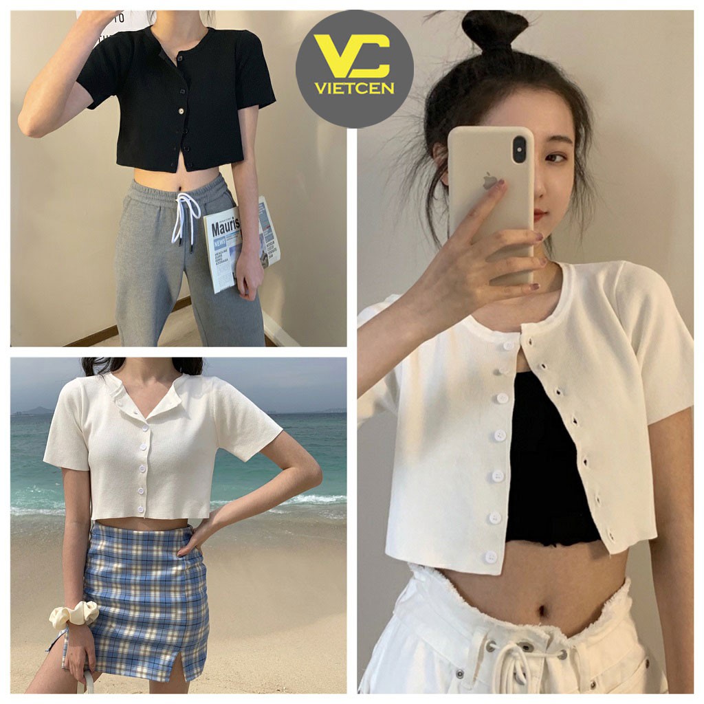 Áo croptop nữ tay ngắn LIN Ulzzang cổ tròn form rộng - VIETCEN