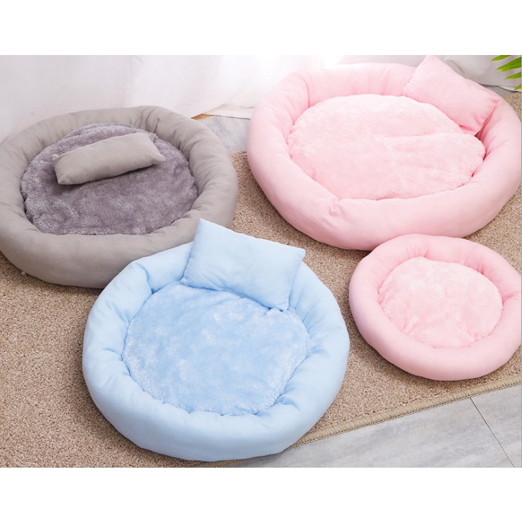 {Freeship} Đệm/Nệm Ổ Nằm Tròn Cho Chó Mèo Vải Mềm, Mịn, Êm