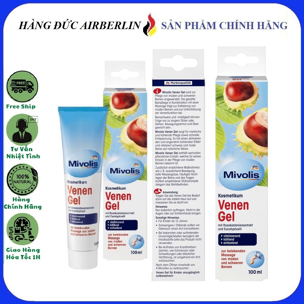 Chính Hãng Gel bôi giãn tĩnh mạch Venen Gel Das Gesunde Plus Mivolis