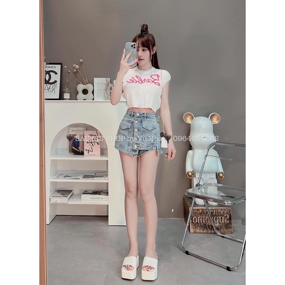 Áo len croptop chữ babie 2 màu cho nữ