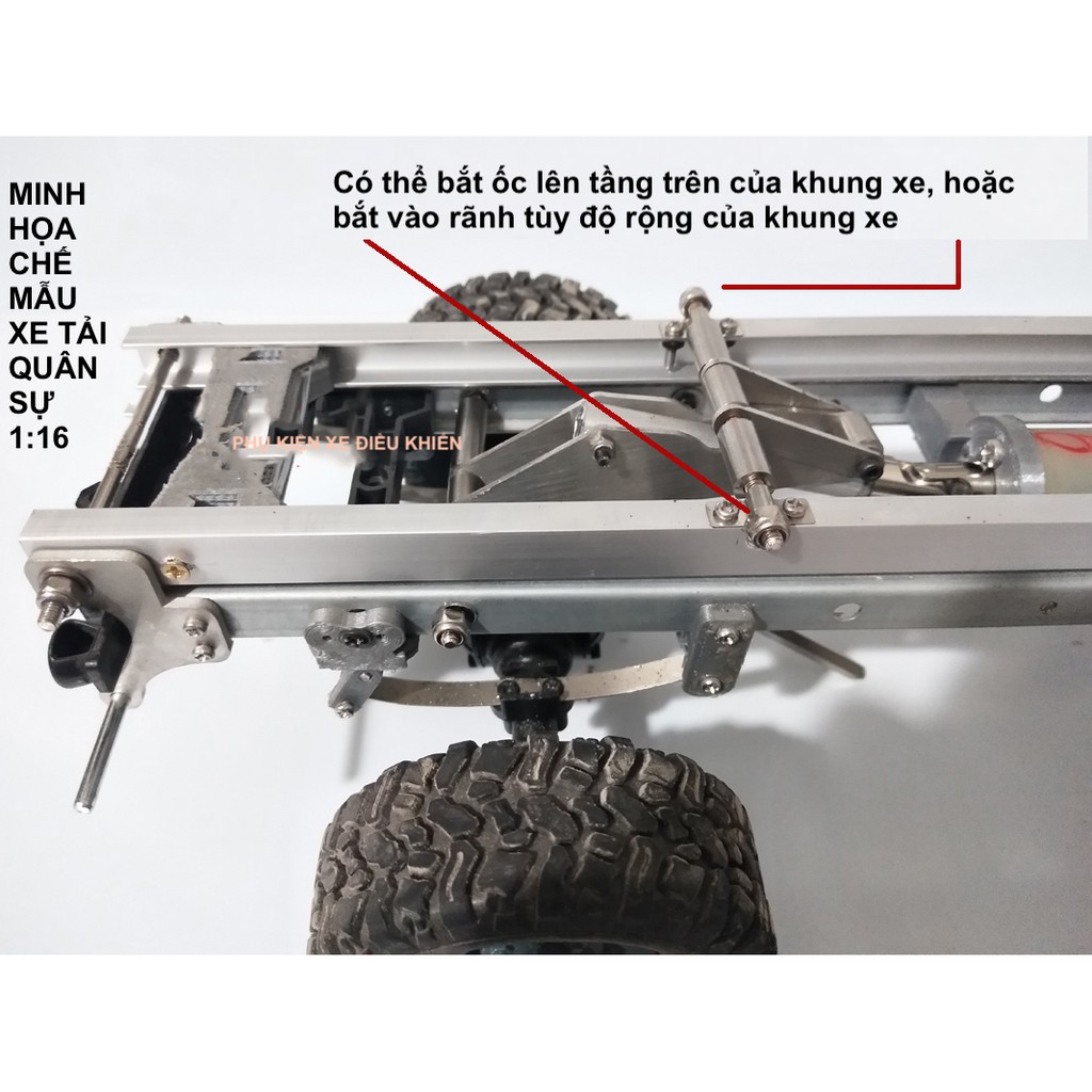 Bộ trục vít nâng thùng xe tải điều khiển từ xa 1/24 xe tải quân sự WPL 1/16
