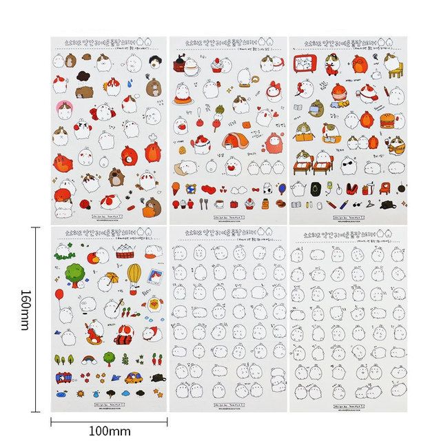 Set 6 tấm sticker molang trang trí SML03