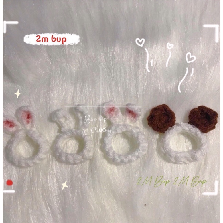 Vòng đan len đeo tay , Nhẫn len tai thỏ, carot,vịt,ếch,gấu , handmade cho cặp đôi, hội nhóm