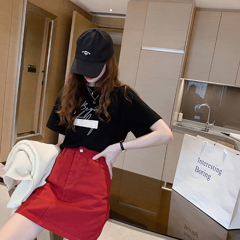 Áo thun ngắn IELGY tay cổ tròn phong cách phương tây thời trang cho nữ